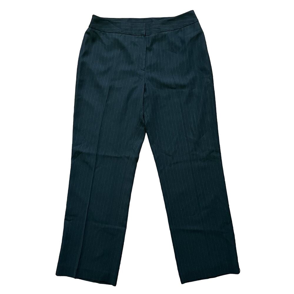 JONES NEW YORK Straight Leg Pinstriped Trouser Pants in Black SZ 12